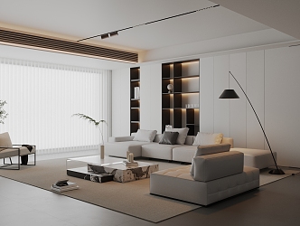 Modern Italian Style Living Room Sofa Coffee Table Combination Minimalist Leisure Sofa Chair Decorations Fantasy Curtain Floor Lamp Unhosted Lamp Living Room 3d model