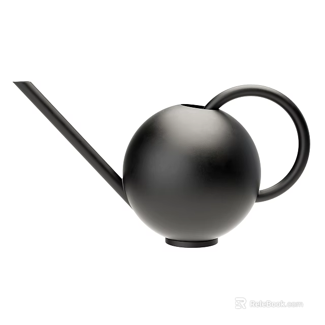 Modern Black Ceramic Teapot With Round Spherical Body Long Spout And Loop Handle 3d model 