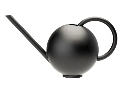 Modern Black Ceramic Teapot With Round Spherical Body Long Spout And Loop Handle 3d model