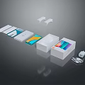 Modern Electronic Devices With Smartphone Packaging Box Charger Data Cable And Earbuds