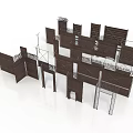 Dark Brown Modular Frame Structures With Grid Panels And Metal Supports 3d model