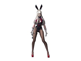 Bunny girl with animated bunny girl 3d model