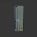 Tall Industrial Style Metal Cabinet With Distressed Texture And Open Shelf Design
