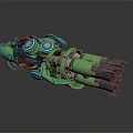Green Mechanical Creature With Sci Fi Design Circular Components And Weapon Like Appendages 3d model