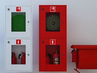 Modern fire fighting equipment fire extinguisher fire box combination 3d model