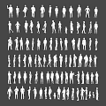 Modern multi-person character combination concept character abstract character prime model character child character middle-aged character elderly character 3d model