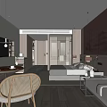 Modern Hotel Room Interior With King Bed TV Wooden Flooring And Decorative Painting