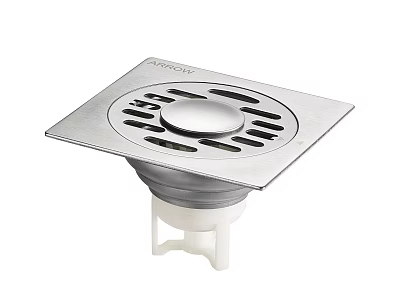 Stainless Steel Square Floor Drain With Drainage Holes And White Base For Bathroom Use 3d model