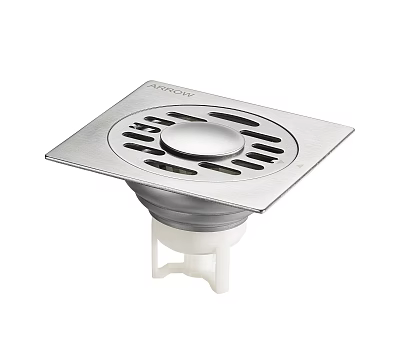 Stainless Steel Square Floor Drain With Drainage Holes And White Base For Bathroom Use 3d model