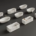 Assorted Modern White Bathtubs In Different Shapes For Bathroom Interior Design 3d model