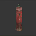 Red Rusted Cylindrical Metal Container With Vintage Valve Top And Base