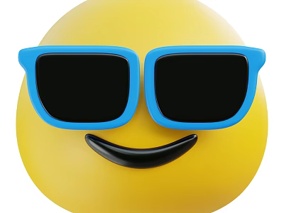 Kids Fun Yellow Smiling Emoji Face With Blue Sunglasses And Happy Expression 3d model