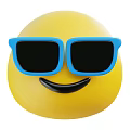 Kids Fun Yellow Smiling Emoji Face With Blue Sunglasses And Happy Expression