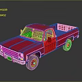 Red Classic Single Cab Pickup Truck Model With Black Wheels And Reflective Surface