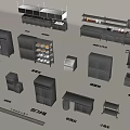 Commercial Kitchen Equipment Including Refrigerators Worktables Sink Units And Storage Cabinets 3d model