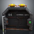 Industrial Control Room Equipment 04 With Metal Frame Yellow Cylindrical Devices Copper Pipe Connections And Green Indicator Light