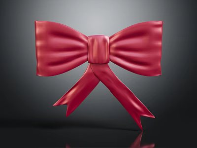 Red Satin Bow Fashion Accessory for Women Clothing Decoration 3d model
