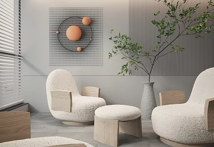 Modern leisure sofa combination leisure chair side plants 3d model