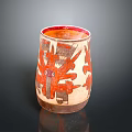 Artistic Brown And Red Ceramic Vase With Intricate Decorative Patterns 3d model