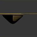 Small Golden Wooden Boat With Paddle And Detailed Wood Grain Design