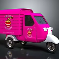 Vibrant Pink Tricycle Food Cart With Logo And Website On Exterior Design