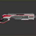 Futuristic Sci Fi Weapon With Red Silver Accents And Streamlined Structure 3d model