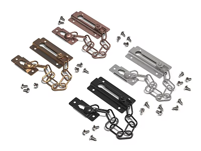 Metal Safety Chain Door Latches With Hardware Screws In Various Colors 3d model