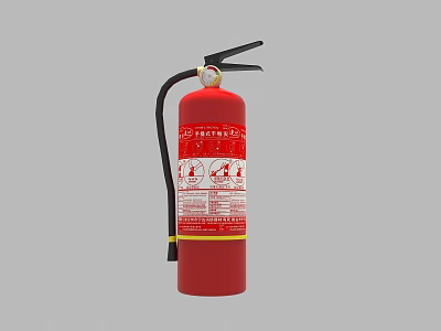 Red Fire Extinguisher With Safety Instruction Label For Home And Office Emergency Safety 3d model