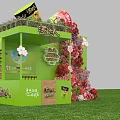 Tang Daren Themed Photo Check In Spot With Green Stand Colorful Flowers And Cherry Blossoms