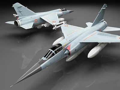 Detailed Light Blue Fighter Jet Models With Missiles And Sharp Nose Design 3d model