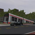 Modern Urban Subway Station Entrance Beside Road With Parked Cars And Lush Green Trees