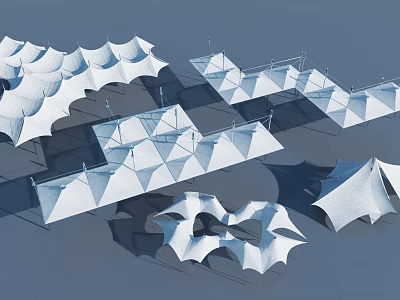 Tensile Membrane Architectural Design With Geometric Structures And Lightweight Canopy Systems 3d model