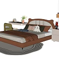 Cozy Brown Kids Bed with Soft Headboard Stuffed Pillows Blanket Bedside Lamp and Rug
