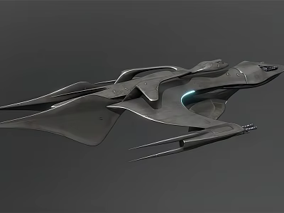 Futuristic Silver Aerodynamic Spaceship With Illuminated Blue Accents And Sleek Design 3d model