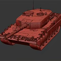 Military Tank Featuring Green Camouflage Long Barrel Tracks And Top Equipment Isolated On Gray Background