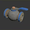 Shiny Silver Industrial Ball Valve With Blue Handle And Flanged Connections