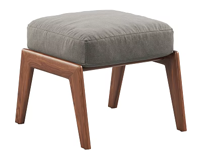Comfortable Modern Gray Upholstered Sofa Stool With Wooden Legs And Minimalist Design 3d model