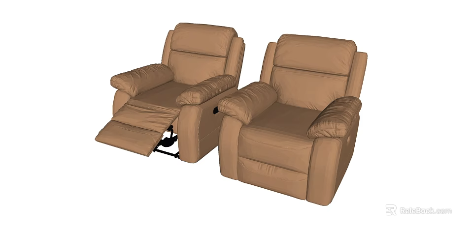 Brown Leather Single Recliner Sofa With Adjustable Footrest And Comfortable Design 3d model