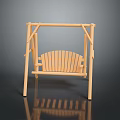 Light Colored Wooden Swing Stool With Sturdy Frame And Slatted Seat Design