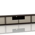 Modern TV Stand With Dark Brown Frame And Light Beige Cabinet Doors