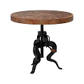 Unique Round Coffee Table With Wooden Surface And Black Metal Base Design