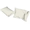 Two White Soft Pillows One Flat And One Slightly Tilted On Brown Background 3d model
