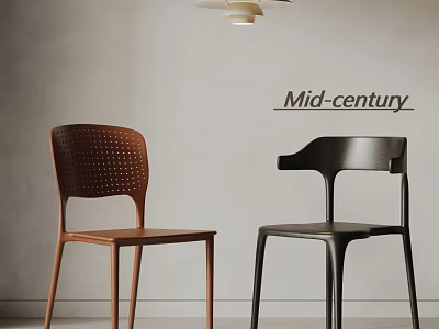 Mid century Single Chair Featuring Wooden Frame Perforated Backrest and Minimalist Design 3d model