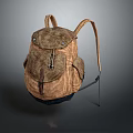 Brown Leather Backpack With Multiple Pockets And Adjustable Straps For Outdoor Use 3d model