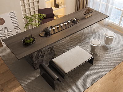 Modern Tea Table and Chair Tea Table and Chair Combination 3d model