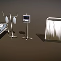 Essential Medical Equipment in Hospital Ward Featuring Beds Oxygen Cylinders and Patient Monitor