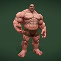 Muscular Man 3D Model with Well Built Physique Standing on Green Background 3d model