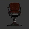 Vintage Barber Chair With Red Leather Seat Armrests Metal Base And Classic Design