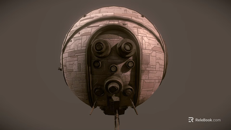 Spherical Industrial Machinery With Textured Surface And Multiple Circular Components 3d model 