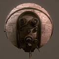 Spherical Industrial Machinery With Textured Surface And Multiple Circular Components